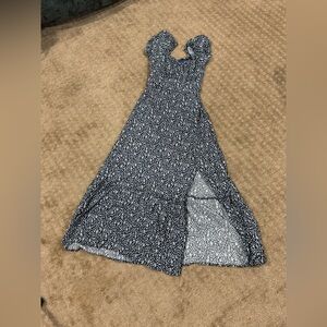 Hollister Blue and White Slit Maxi Sundress